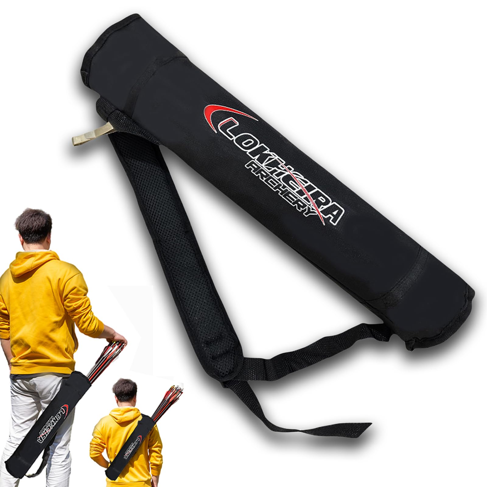 Arrow Quiver, Lightweight Back Arrow Quiver Dual Use Foldable Compact Hip Arrows Bag for Recurve Bow Compound Target Practice Nylon Arrow Bag(Black)