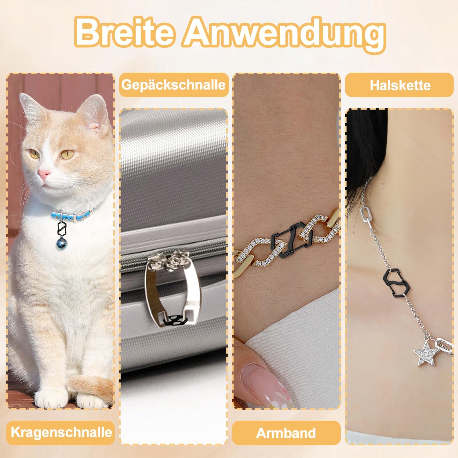 12Pcs 3Size Necklace Shortener Clasp Double Opening Lobster Clasp, Stainless Steel S Lock Chain Shortener for Necklace Clip Jewelry Connectors(Black) - Image 5