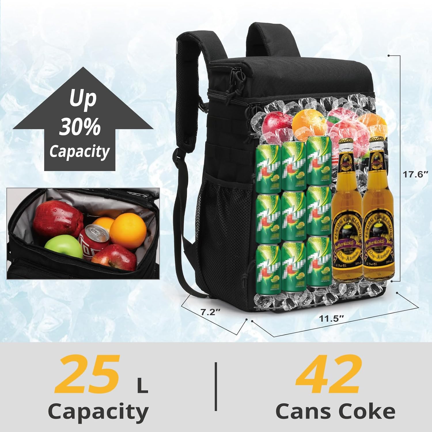 Tactical Backpack Cooler,Soft Lightweight Leakproof Cooler Backpack,Insulated Cooler Bag,Portable Soft Cooler Bag Waterproof for Beach, Travel, Camping, Picnic, Hiking - Image 4