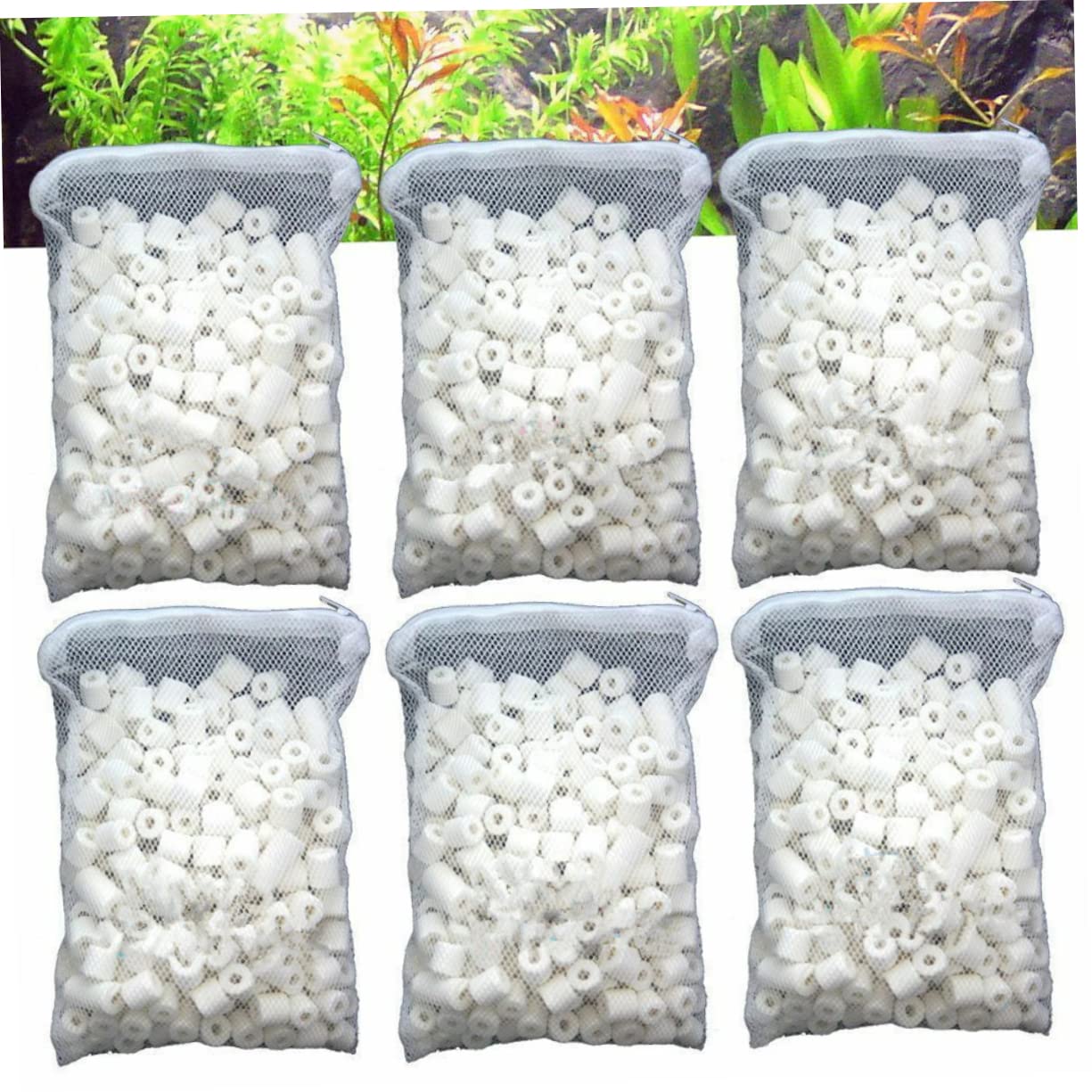 COLLBATH Medios De Biofiltración con Anillos Cerámicos Bioporosos 6 Paquetes para Acuarios De Agua Dulce y Salada