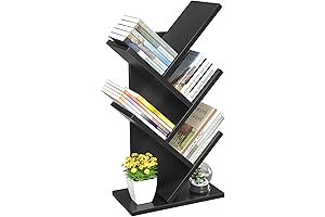 Topfurny Small Thin Bookcase 4-Tier Organizer Shelves