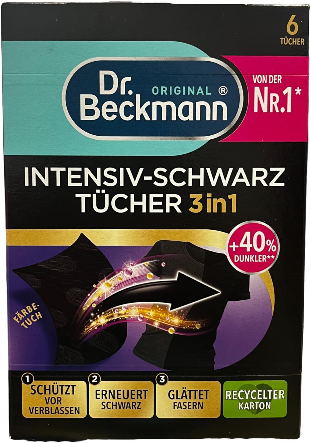 Dr. Beckmann Intensive Black Cloths | For Intense Black and Smooth Fibres | 6 Cloths