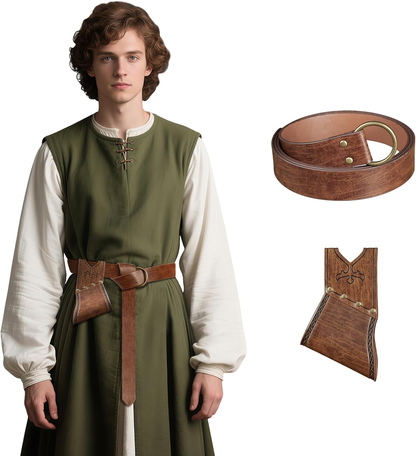 HiiFeuer Medieval Sword Frog with Belt, Viking Sword Holster Scabbards Vintage Renaissance Sword Sheath Holster for Ren Faire - Image 3