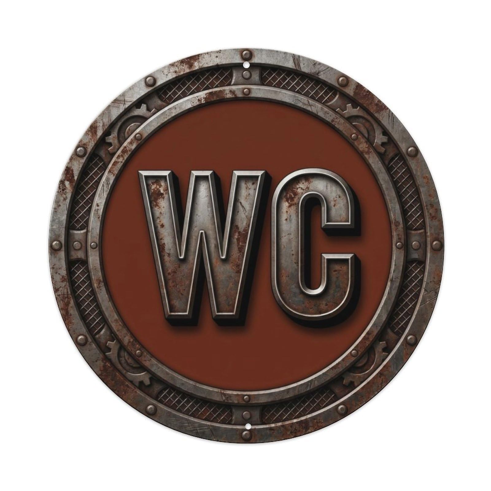 Toilet （WC） Oxidized Shield Metal Tin Sign Plaque Wall Decor for Cafe, Club Bar, Office, Home Garden Round Metal Poster 8x8Inch