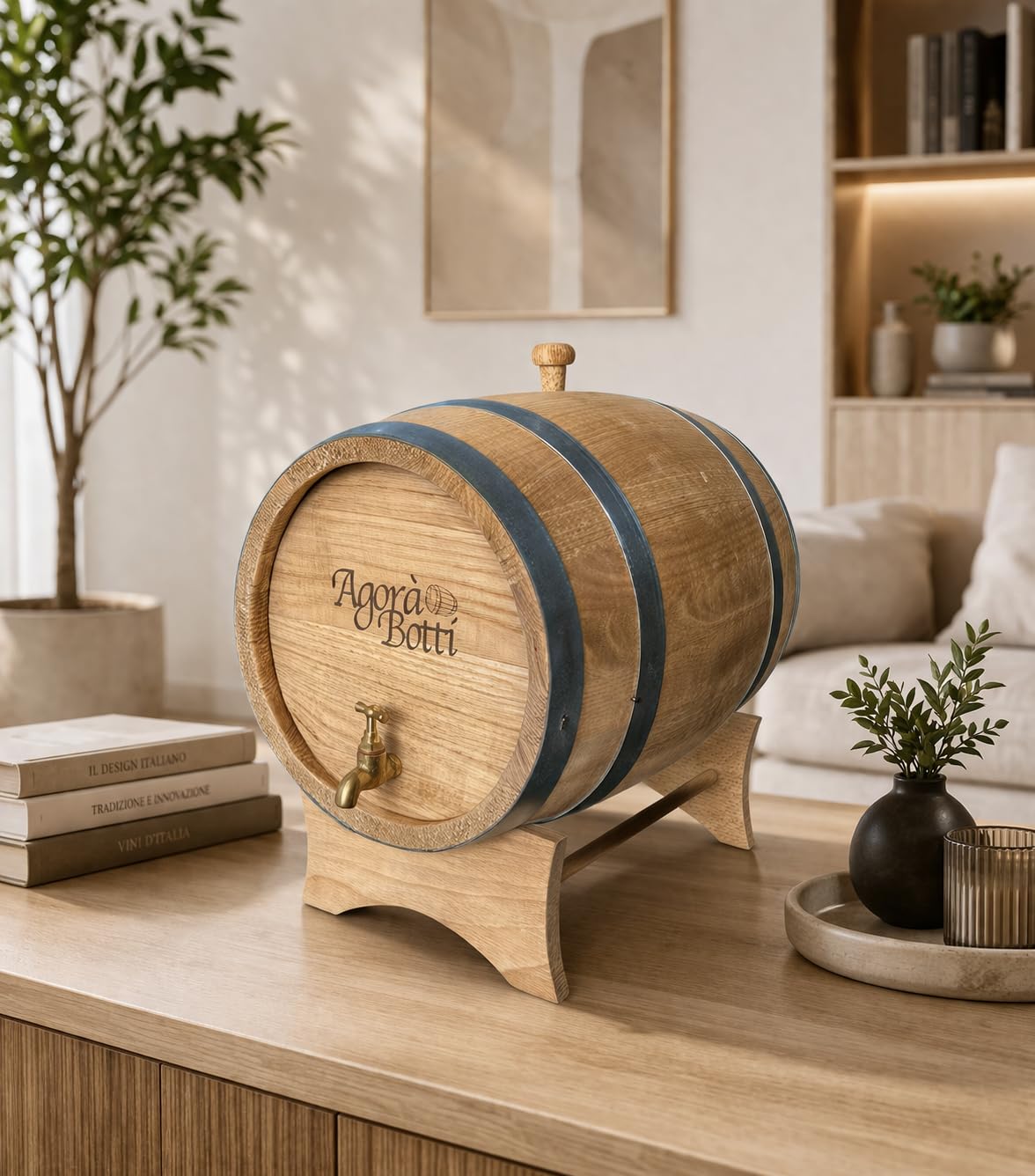 Botte di Castagno da 15 Litri con Rubinetto di Ottone - Nuova Produzione