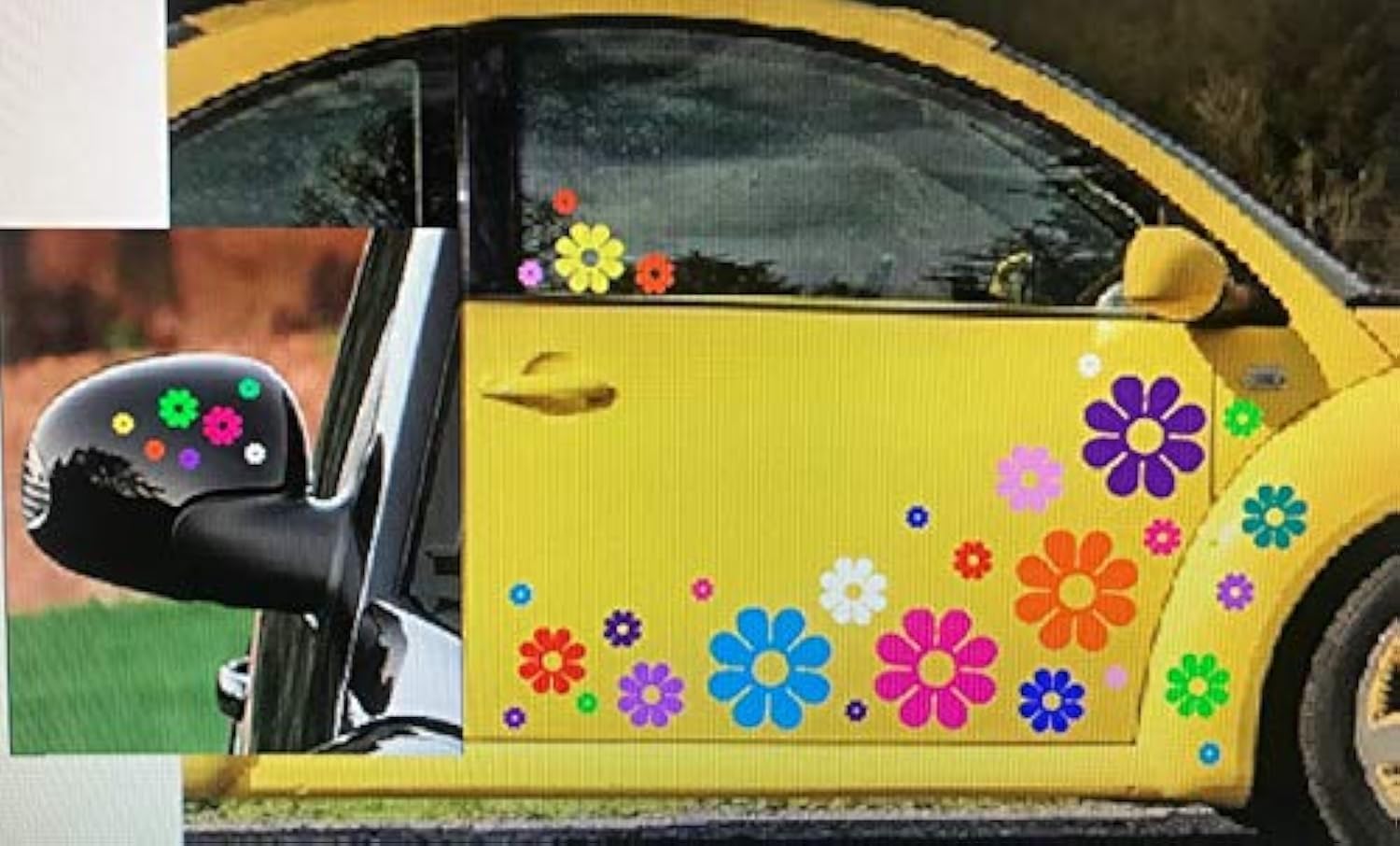 40 Car Flowers Daisy Bright Rainbow SET sticker Decals VW Boat Golf Cart Kayak USA
