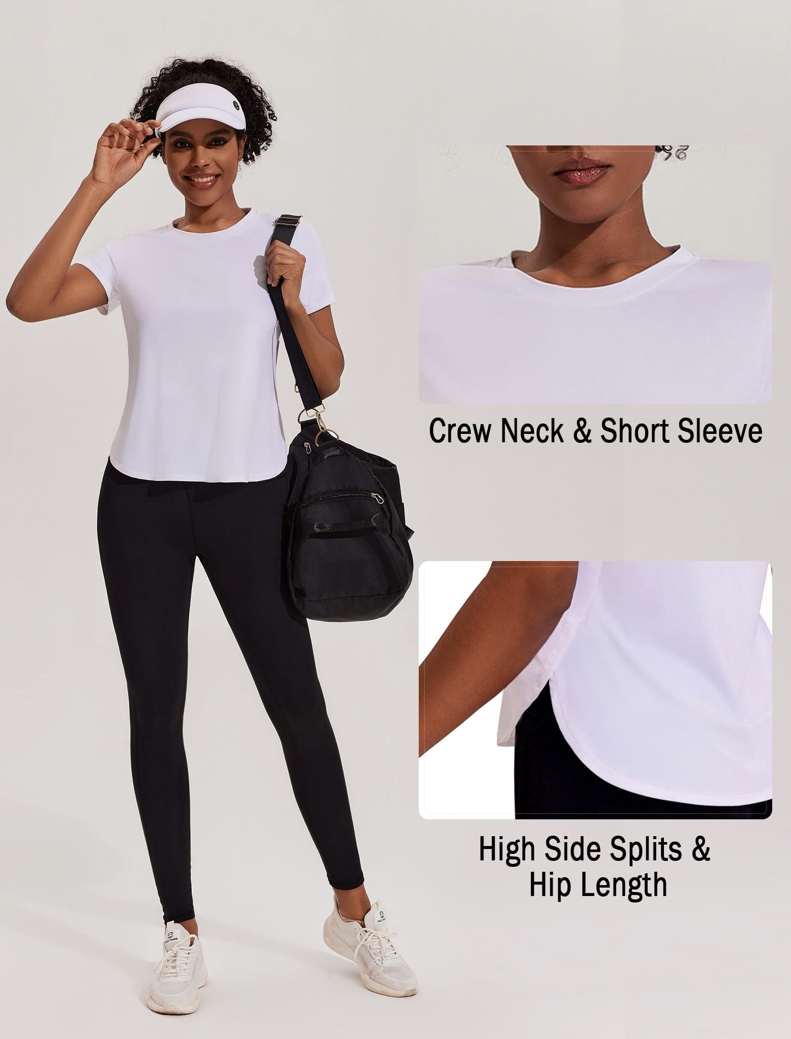 PINSPARK Maglietta Sportiva a Maniche Corte da Donna con Protezione Solare UPF 50+, Anti-UV, Maglietta da Yoga Traspirante - 5