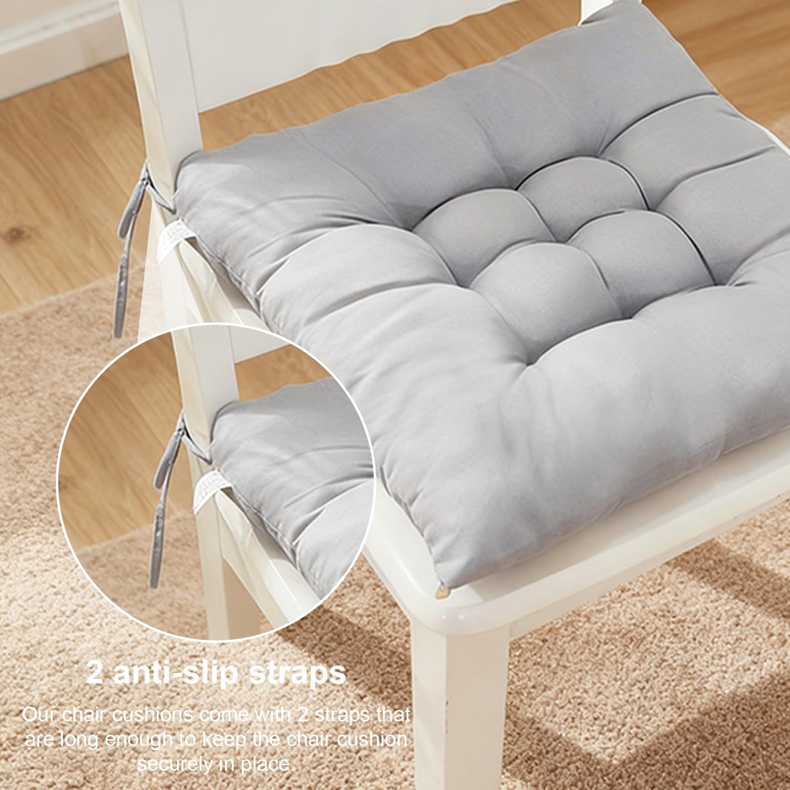 FARYODI Lot de 4 coussins de chaise confortables avec rubans, 40 x 40 cm, pour intérieur et extérieur, jardin, balcon, terrasse et salle à manger