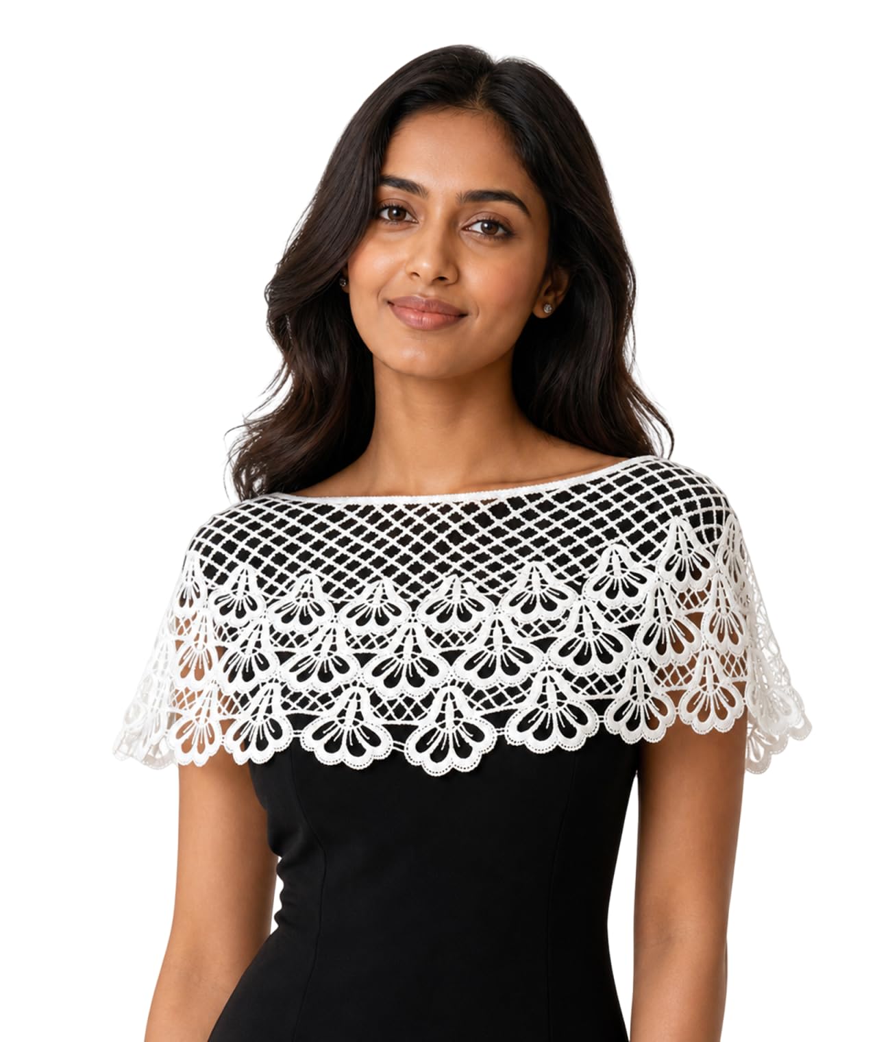 Stylish Western Shrug for Women, Elegant White Crochet Design, Delicate Lace Shrug, Fashionable Outerwear with Petal Style Party Matching-picture-34