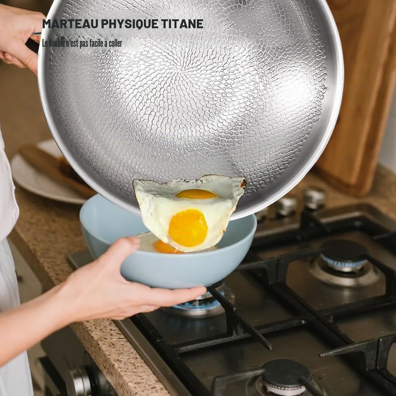 Kouamor Poêle en titane Pro avec couvercle de 25,4 cm/27,9 cm/30,5 cm, poêle à frire en titane, ultra-résistante, anti-rayures, antiadhésive, poêles à revêtement nutritif en titane, multifonctionnelle