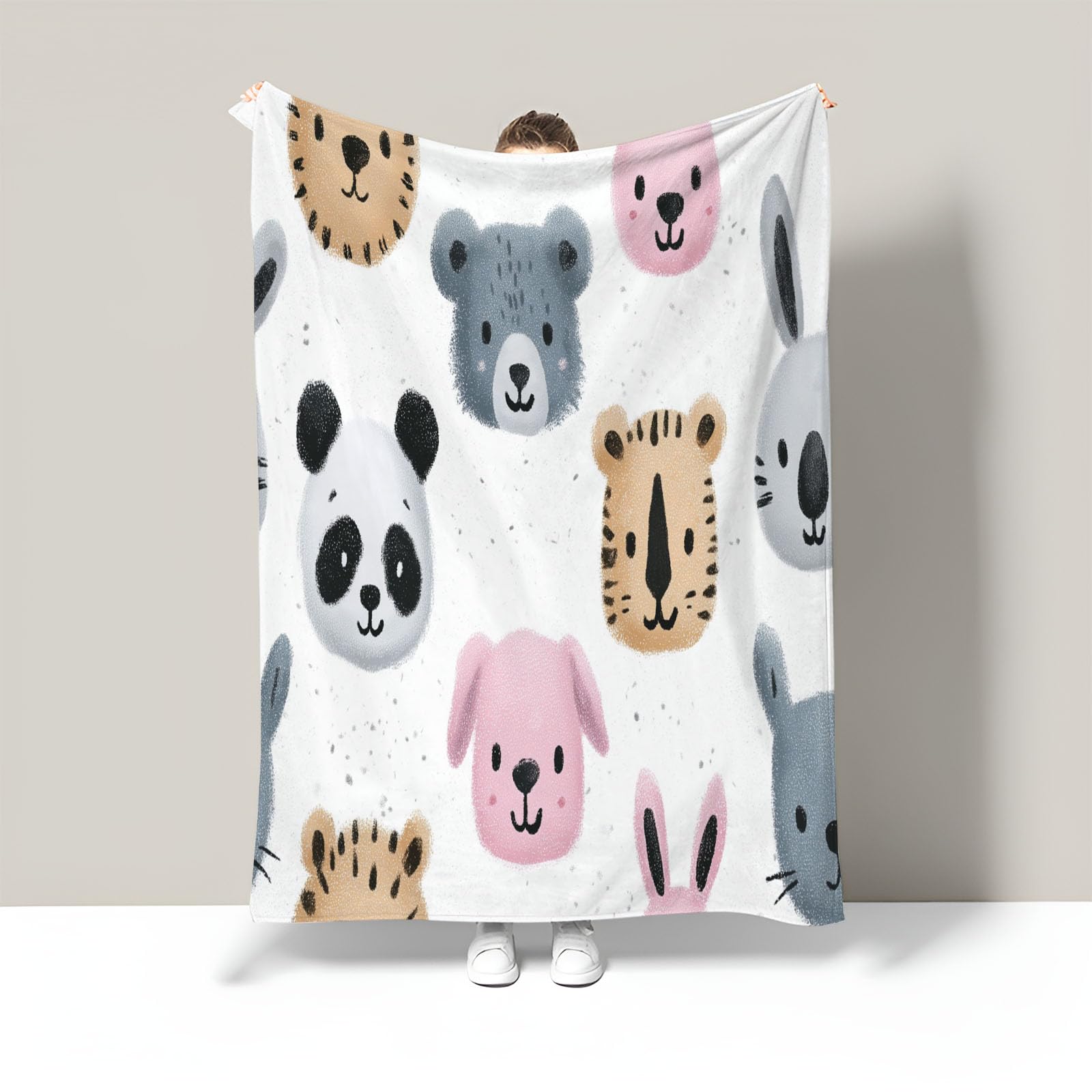 Couverture de lit douce et moelleuse en flanelle 150x200cm style plaid jeté de canapé ours