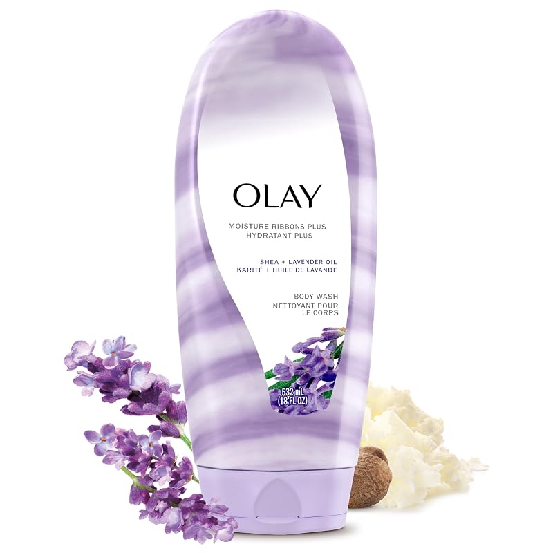 Olay Moisture Ribbons Plus Sabonete Líquido Corporal com Manteiga de Karité e Fragrância de Lavanda, 532 mL