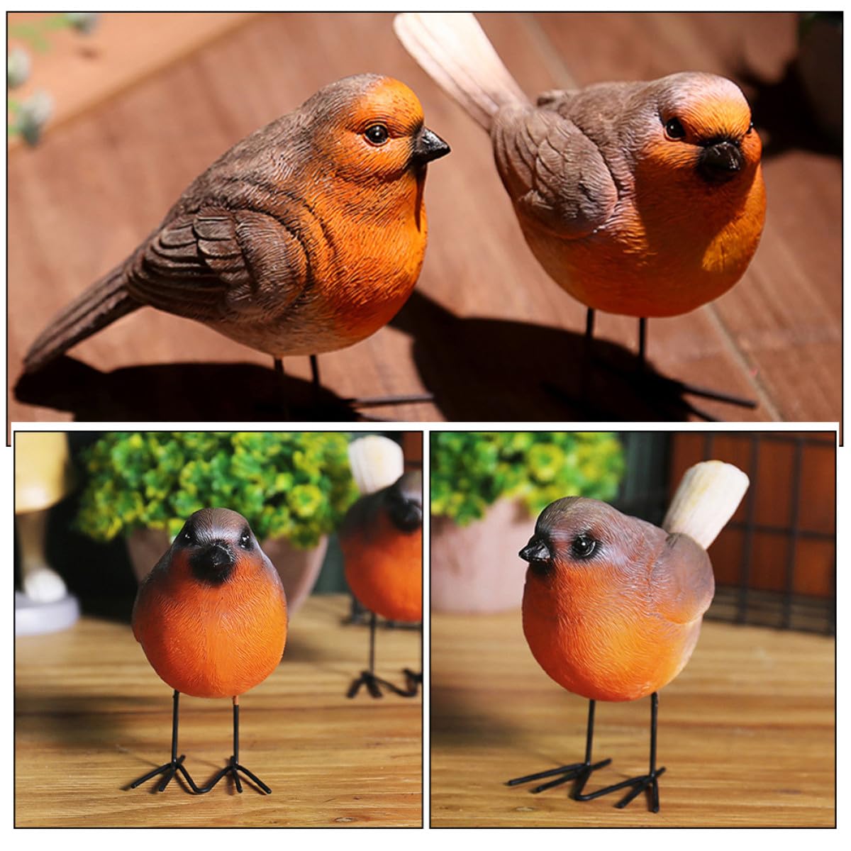 BESTonZON Statuette di Uccelli Artificiali in Resina Set da 2, Modelli Decorativi di Uccelli da Scrivania Realistici, Ornamenti per Giardino, Balcone e Arredamento Interno