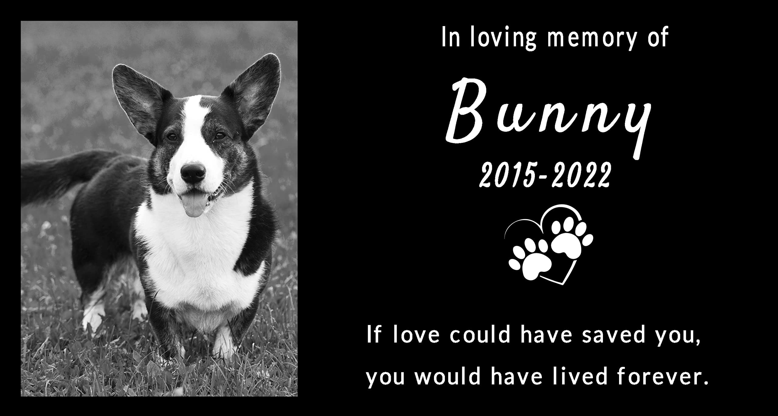 Runalp Piedra de granito grabada con láser para perros, lápida conmemorativa para mascotas, marcador conmemorativo para perros con imagen, personalizado