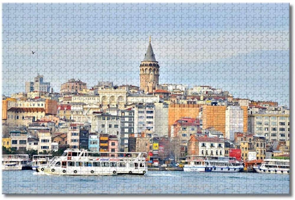 Turkey Galata Istanbul Tower Jigsaw Puzzles for Adults Kids 1000 Pieces Wooden Puzzle Game for Gifts Home Decoration Special Travel Souvenirs