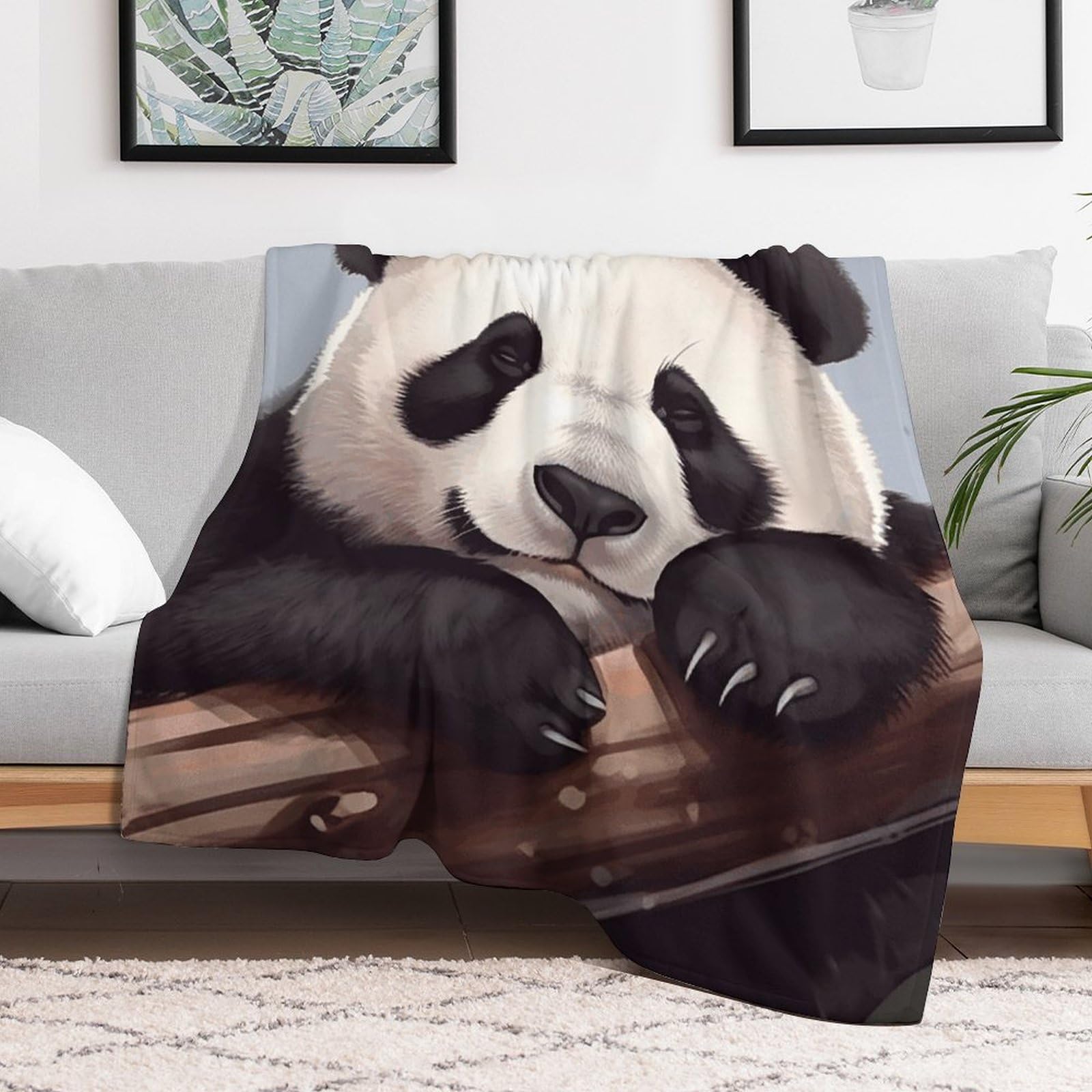 Plaid panda en micro polaire pour des soirées cocooning douillettes au salon