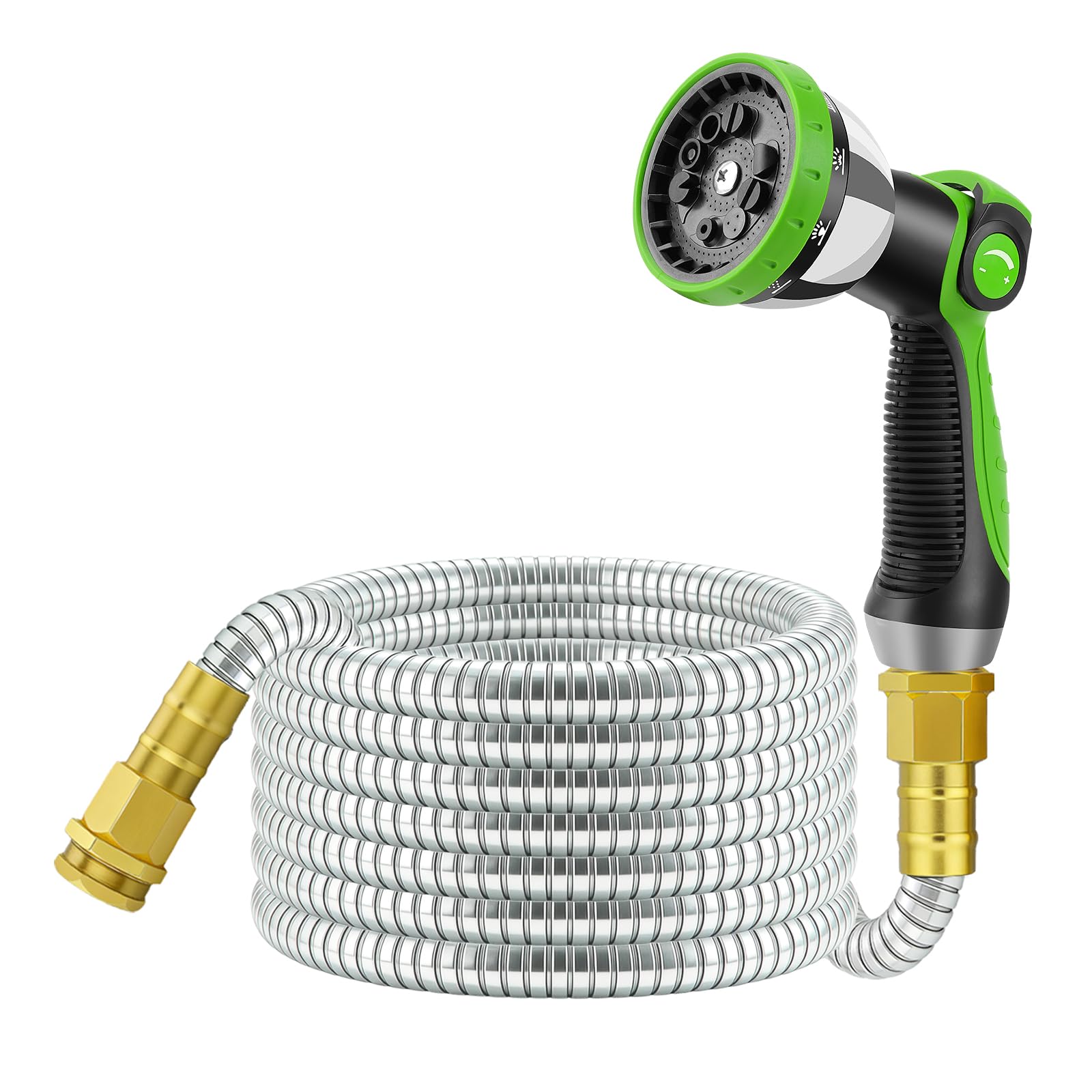 FLOERXIS Non-Expandable Garden Hose 50 FT, Lightweight Hose with 10 Function Spray Nozzle, Kink-Free Flexible Water Hose, Durable, Leak-Proof, 360° Swivel Connectors, Portable Storage Strap — view 12