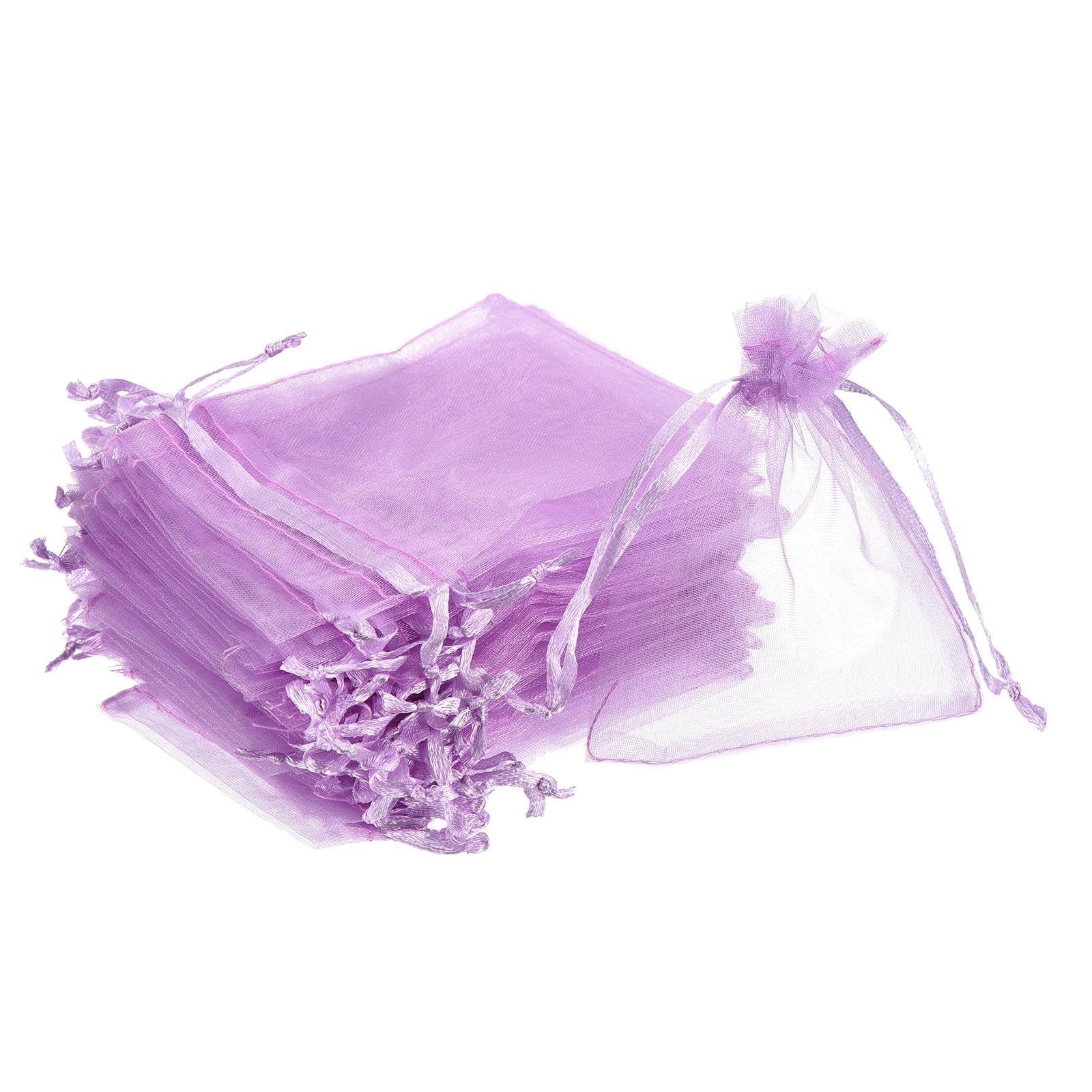 sourcing map 100pcs Organza Bags 8x11cm Drawstring Favor Pouches Sheer Mesh Bag for Gift Jewelry Wedding Party Christmas Candy Dark Purple