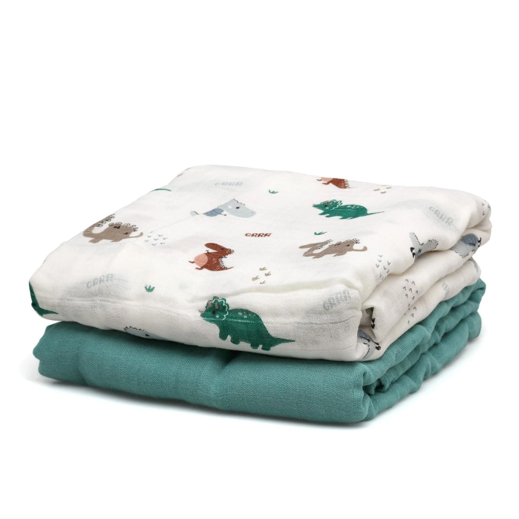 Kiokids | Chiffon Dinosauri Salvia | Morbidezza Eccezionale Grazie al Bambù e al Cotone | Termoclimatico | Fresco in estate e caldo in inverno | 120x120 cm | Salvia