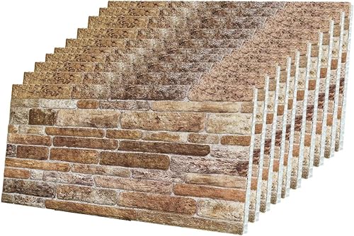 IZODEKOR Paneles de pared con efecto ladrillo 3D, revestimiento, aspecto de piedra, paneles de espuma de poliestireno para sala de estar, cocina,