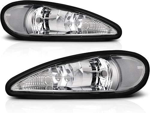 Miniatura 8 de M-AUTO Conjunto de faros delanteros compatibles con Pontiac Grand Am 1999-2005, carcasa negra, lente ahumada, faros delanteros de esquina