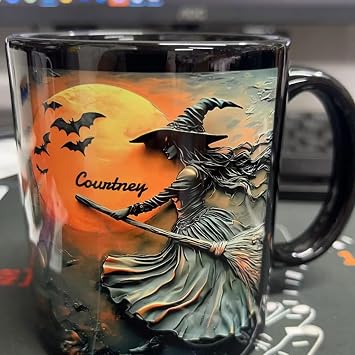 Halloween Personalized Witch Mug, Custom Halloween Coffee, Spooky Gifts For Women, Girls, Family, and Friends