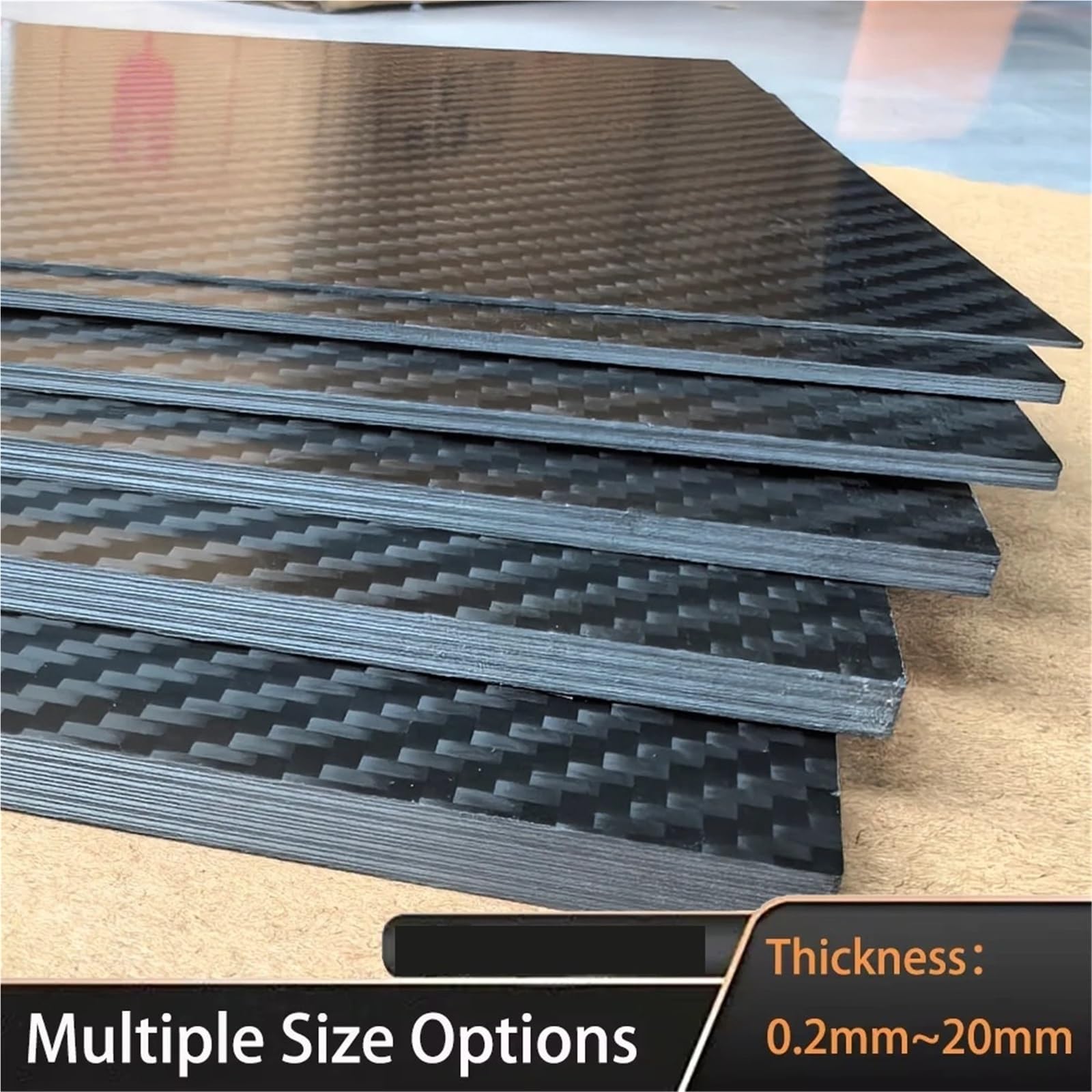 1 foglio in fibra di carbonio opaca twill 3K - 100x250 mm - Materiale leggero, resistente e adatto ai modelli (spessore 0,5 mm-5 mm)(2.5mm Twill Matte)