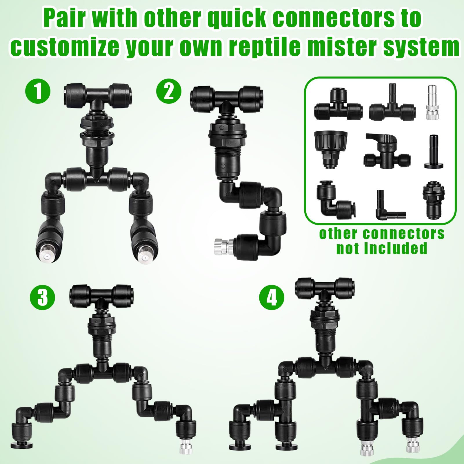 20 sztuk 1/4" złączek kolankowych Push-to-Connect, system nawadniania gadów, szybkozłączki 1/4", złączki do systemu nawadniania gadów do akwarium, wiwarium, systemu nawadniania