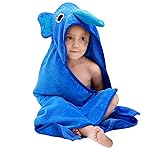 MICHLEY Baby Boy Girl Animal Hooded Bath Towel, Soft Cotton Beach Swimming Washcloth for 0-6T, Elephant