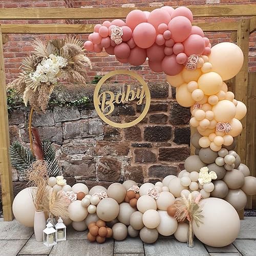 Miniatura 3 de Kit de guirnalda de globos de 132 globos bohemios color rosa polvoriento, marrón, malva, marfil, blanco, globos de baby shower, oso de peluche