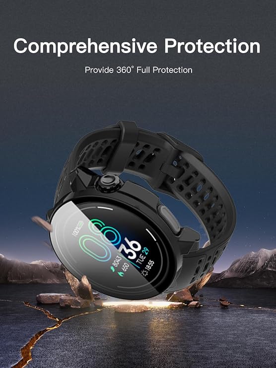 for COROS PACE Pro Hard PC Protective Case with Tempered Glass Screen Protector, Smartwatch Protective Case Cover -Black