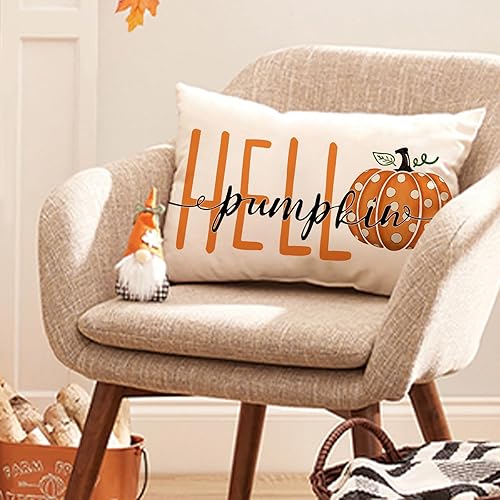 Miniatura 7 de Fundas de almohada de otoño de 12 x 20 pulgadas, fundas de almohada de lino con diseño de calabaza para dormitorio, sofá, exterior, cojín de granja,