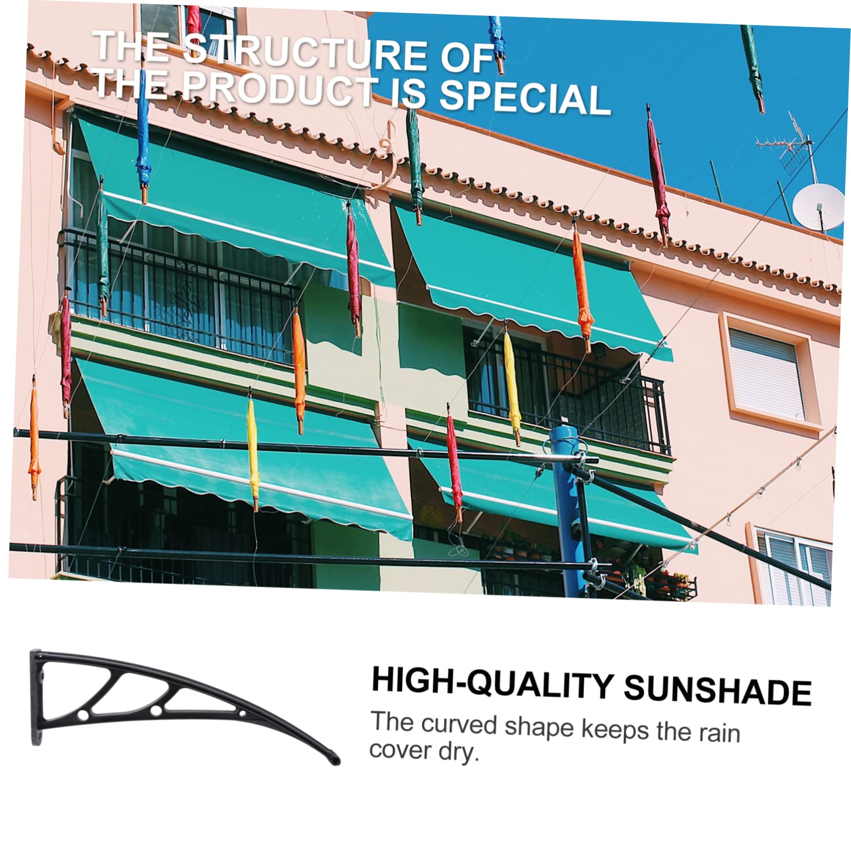 2stücke Outdoor Balkon Markisenhalterung Bracket Slot Curved Design Für Regen Und Sonnenschutz Langlebige Kunststoffkonstruktion Einfache Geeignet Für Türen Und Fenster