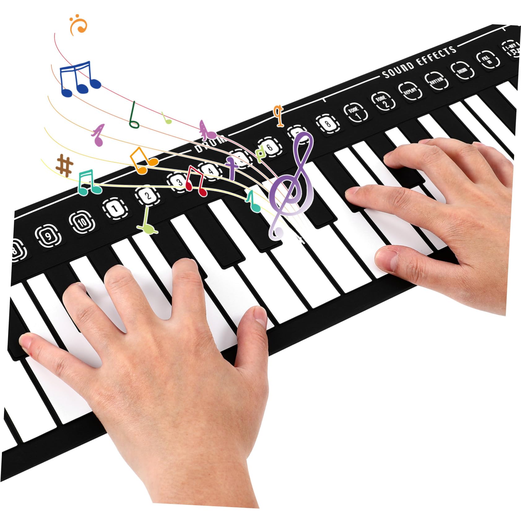 Ipetboom Pianoforte Arrotolabile a 49 Tasti Connessione Cuffie e Microfono, Tastiera Elettronica Portatile Per Ragazzo Ragazza e Famiglie