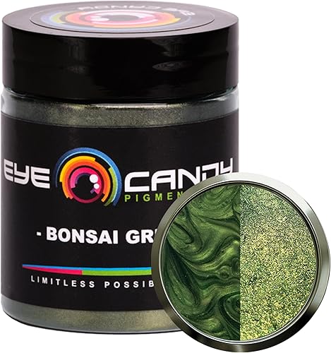 Pigmentos Eye Candy Pigments Premium Green Mica Powder  Bonsai Green (0.88 oz)  para epoxi, resina, jabón, pintura, carpintería, vertido acrílico,
