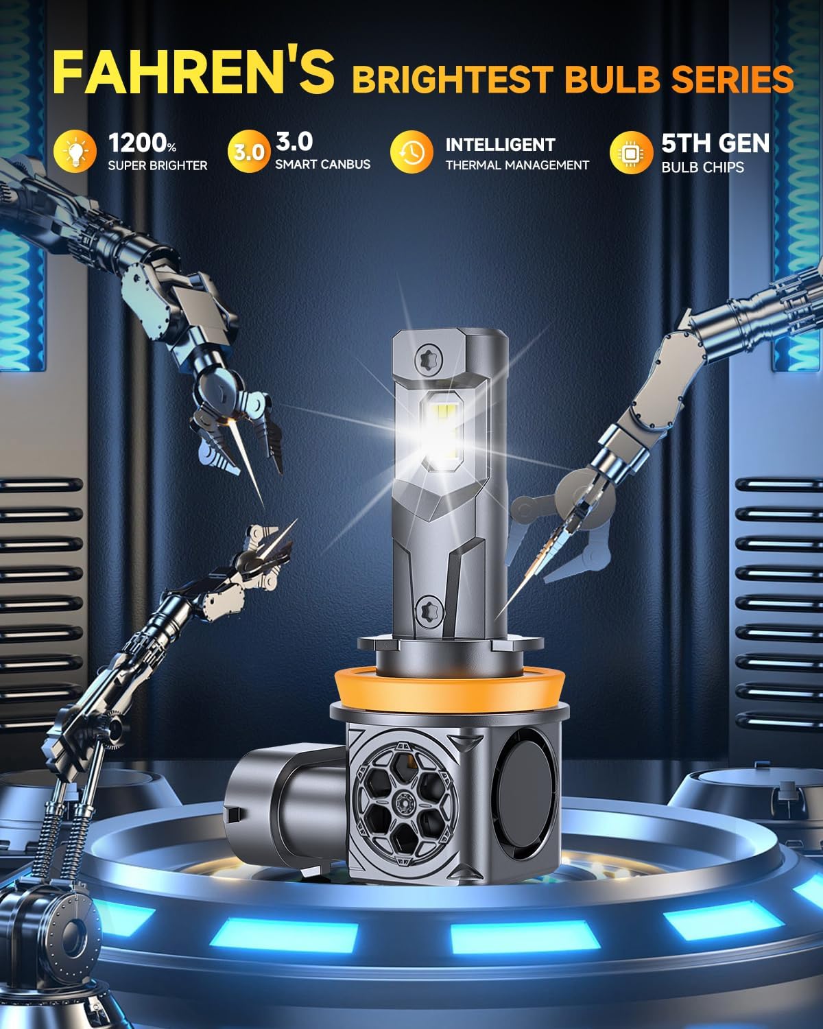 2026 𝐁𝐫𝐢𝐠𝐡𝐭𝐞𝐬𝐭-𝐆𝐞𝐧 H11 9005 Bulbs Combo, 120,000LM Brighter, Real 1:1 Mini Size, 6500K Cool White, Plug and Play, 8,500Hrs Super Longer Lifespan, H11/H9/H8 9005/HB3 Fog Lights, Pack of 4