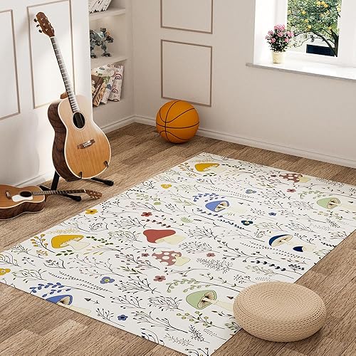 Miniatura 3 de Alfombra de área con patrón tropical de 4 x 6 pies, ultra suave, de lana sintética, decorativa, antideslizante, para decoración de sala de estar,