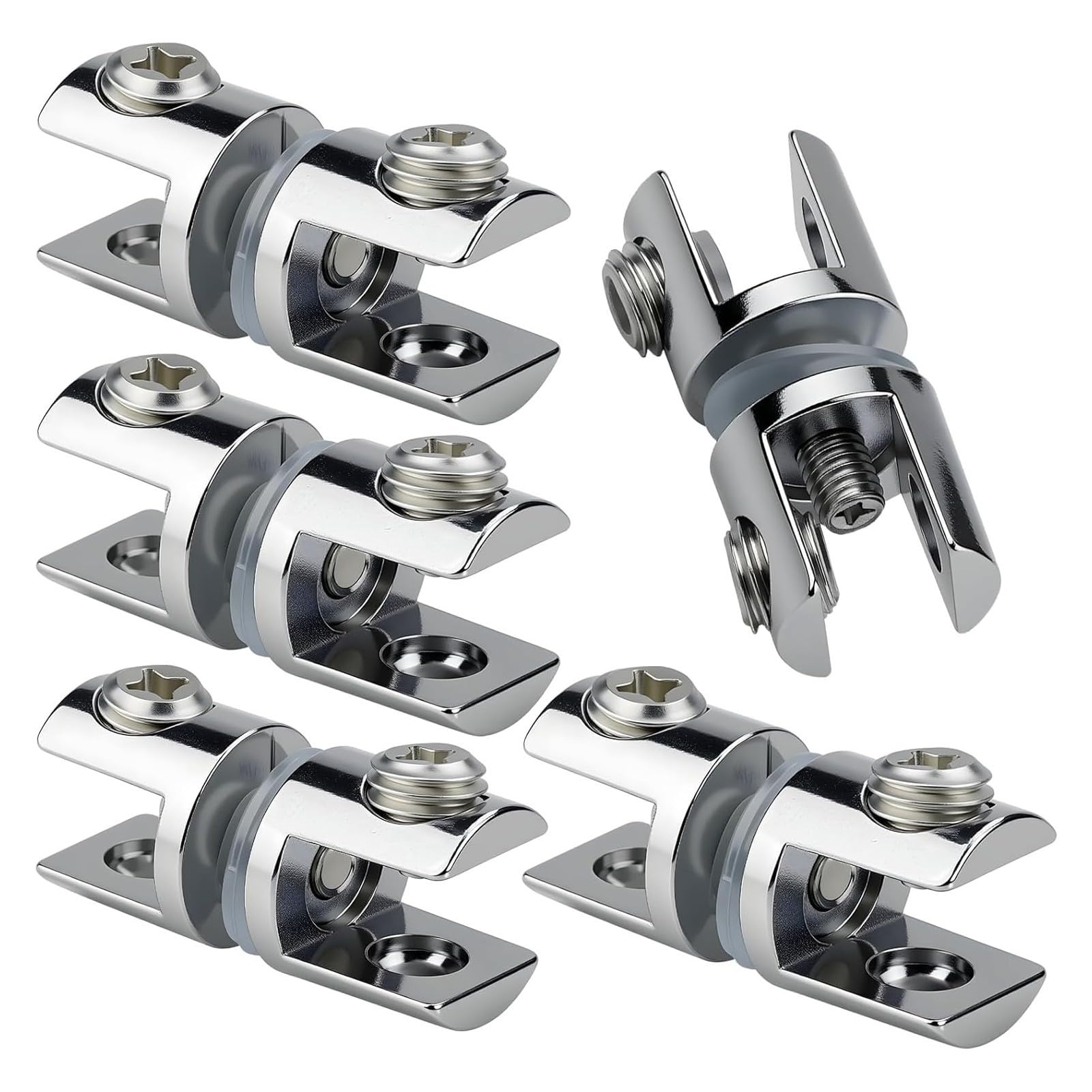 of 5 Glass Mounting Brackets Glass Panel Bracket Eroison Resistant Clamp Simple Installation for 5-10mm Glasses Shelf Bracket
