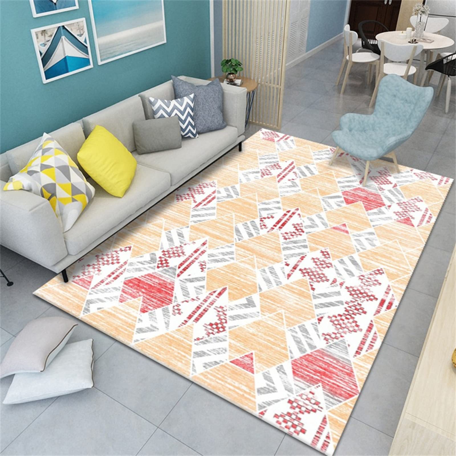 Tapis de protection de sol rose 80x160cm doux géométrique pour salon et jeux