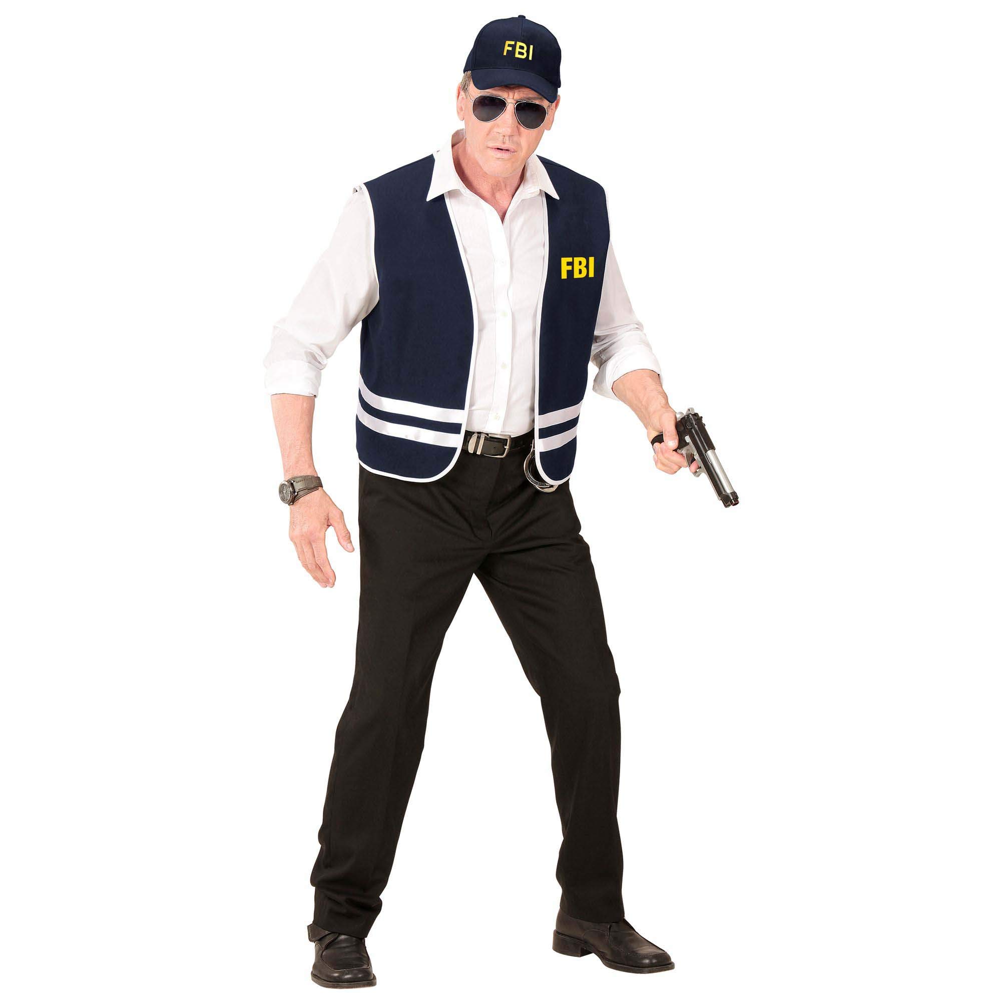 Widmann 58958 FBI Costume Vest and Hat Medium/Large, Black, M-L - Image 4