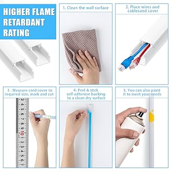 Cable Trunking, PVC Cable Trunking, Square Box Cable Trunking, Self-Adhesive Cable Hider, Cable Cover,Aluminium Cable Duct, For Electric Cables, Trunking(Grey,24mm
