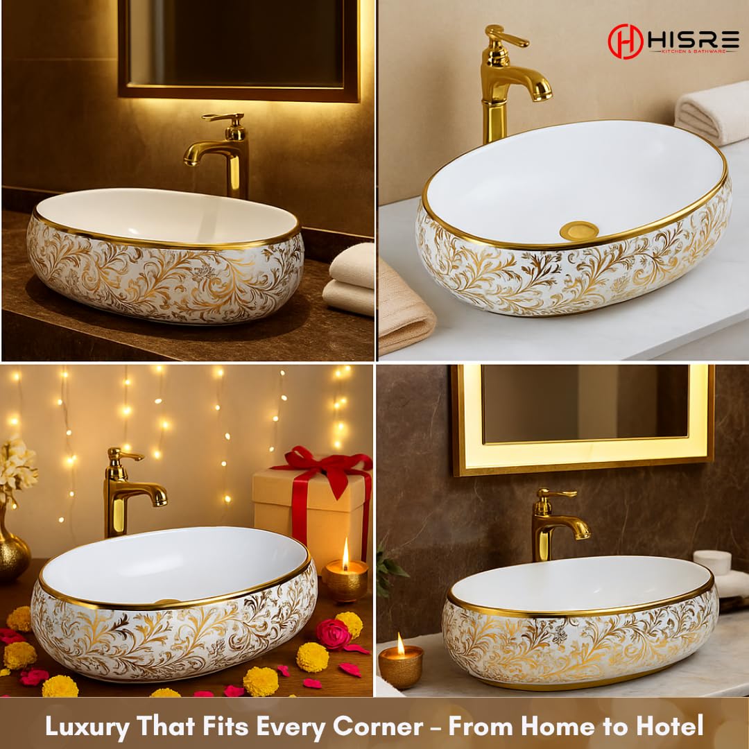 HISRE Ceramic Wash Basin - Tabletop Sink for Bathroom & Living Room -5 HISRE Ceramic Wash Basin - Tabletop Sink for Bathroom & Living Room -5
