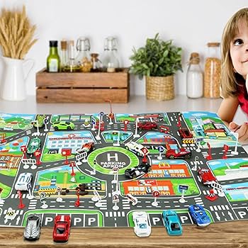 Amazon.co.jp: 道路 交通 車 マップ シート ミニカー 知育