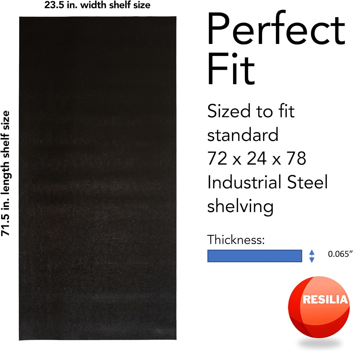 RESILIA Industrial Shelf Liner Set for Wire Shelving – 4 Pack, 24” x 72” Heavy Duty Waterproof Liners, Custom Fit Black Plastic Vinyl Covers for Kitchen, Bathroom, Pantry, & Garage Rack, Made in USA