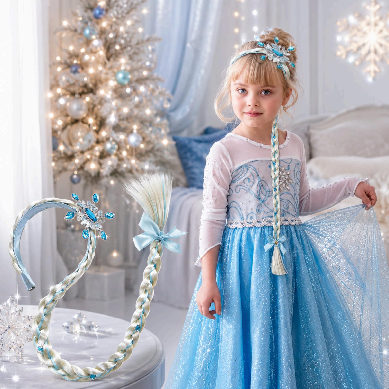 Zopf Haarreif 1 St. für Mädchen, Prinzessin Perücken Haarteil Kinder – Ideal für Kostüm Party, Fasching & Cosplay