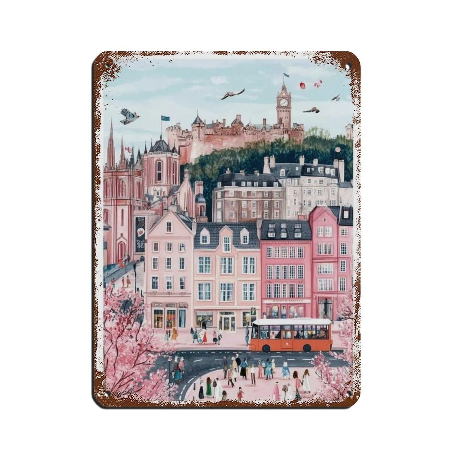 Lxwnze 30L X 40W Cm Edinburgh Poster, Edinburgh Art Tin Sign Vintage Metal Pub Club Cafe Bar Home Wall Art Decoration Poster Retro 12X16inch(30X40cm)