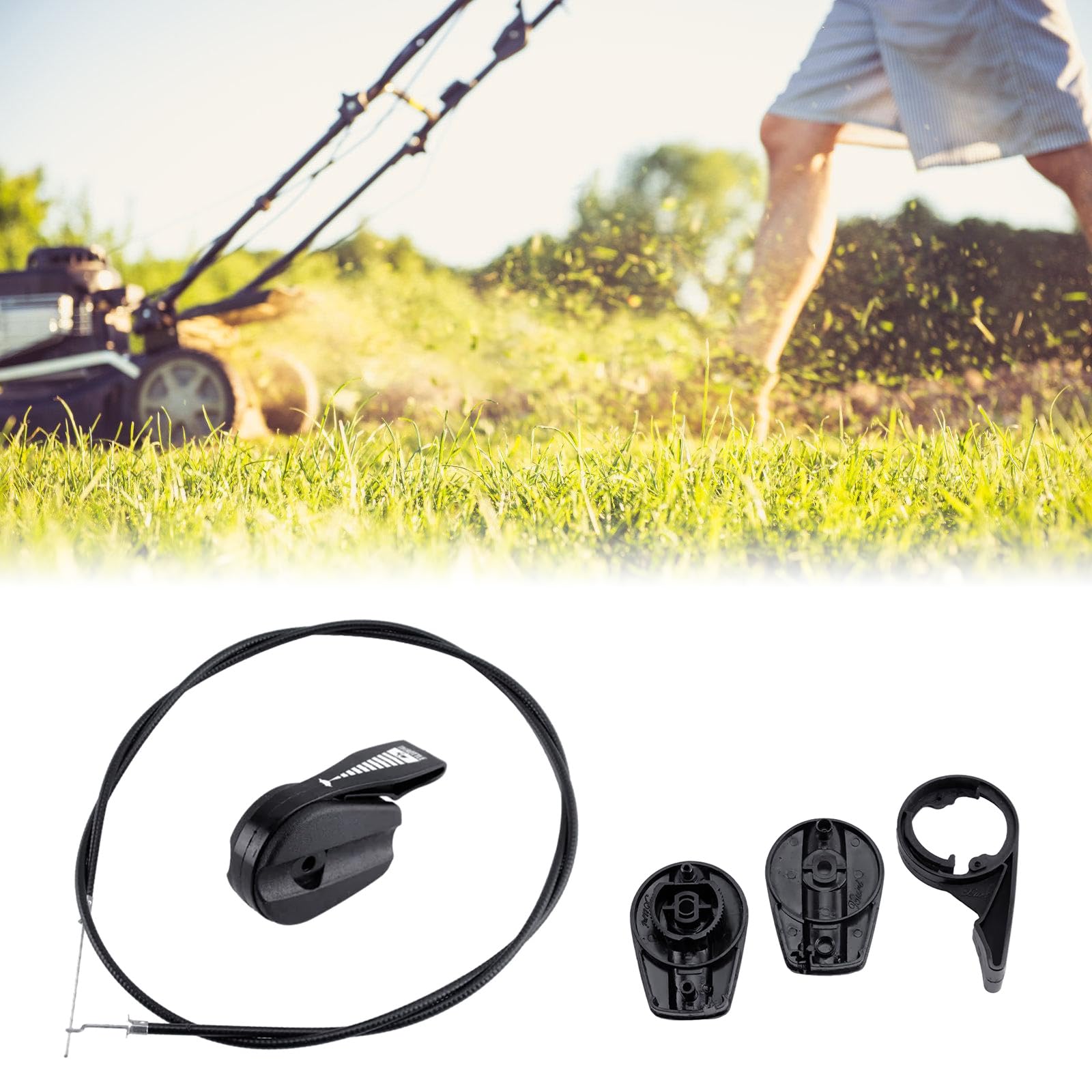 Cable del acelerador para cortacésped de 165 cm, juego universal con interruptores de control, palancas de mango para reparación de cables de cortacésped