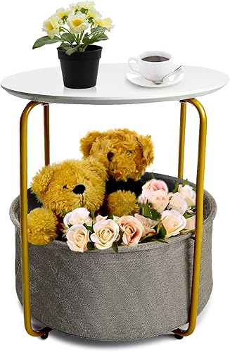 Acehome Mesa auxiliar mesa auxiliar blanca mesa pequeña de metal para interiores y exteriores mesa de centro para el hogar mesa auxiliar para sofá