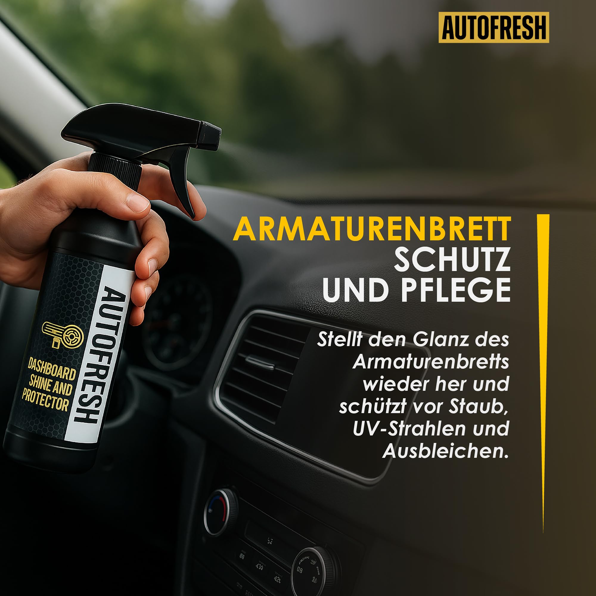 Autopflegeset 9-teilig - Auto Reinigungsset für Innen & Außen - Inkl. Felgenreiniger, Shampoo, Polsterreiniger, Cockpitspray, Reifenglanz, Schwamm & Eimer - Großes KFZ Pflege Set