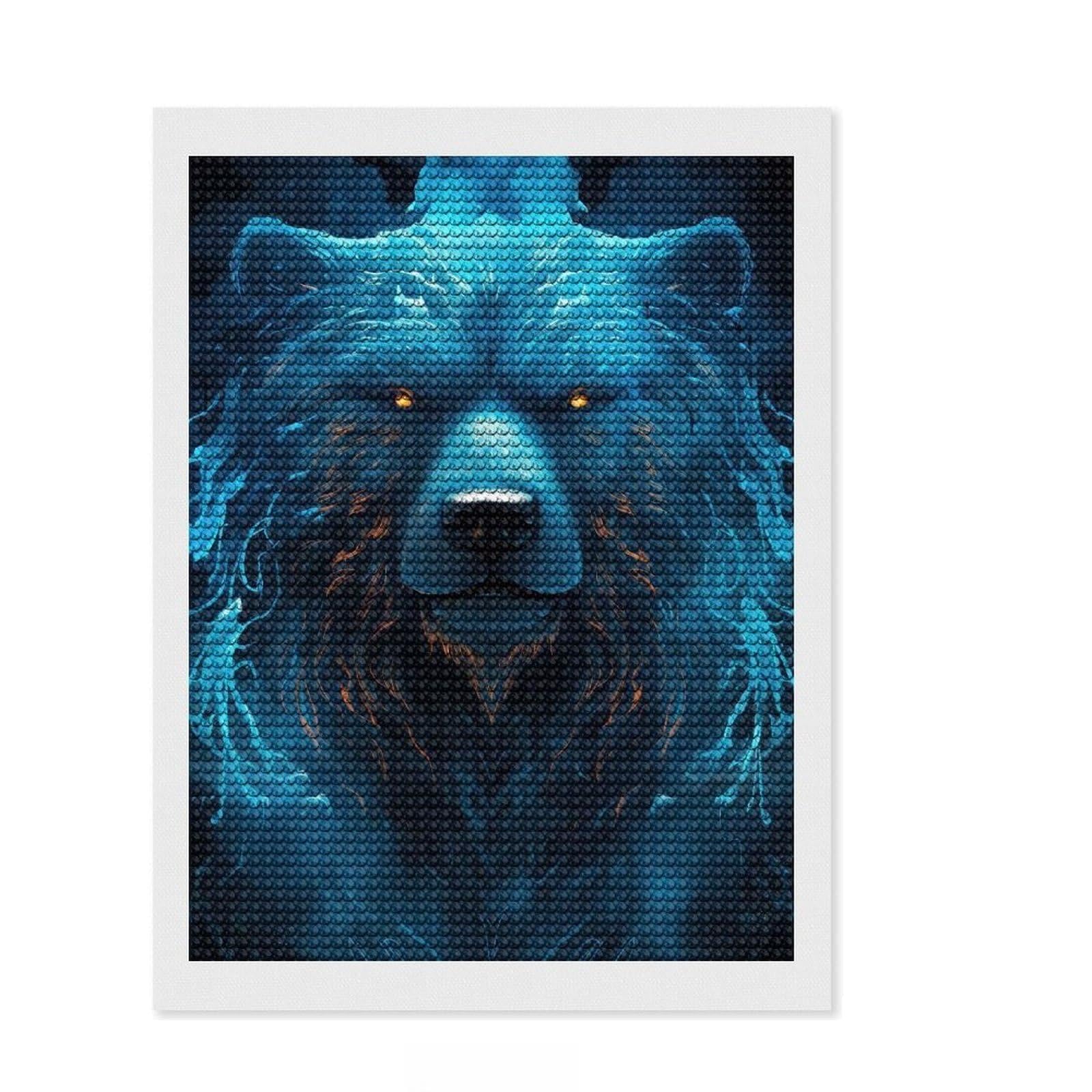 Junmoney Astral Bear Diamond Painting Canvas Set 12"x16", Printed Canvas, Complete Accessories, Living Room Decor, for Craft Lovers